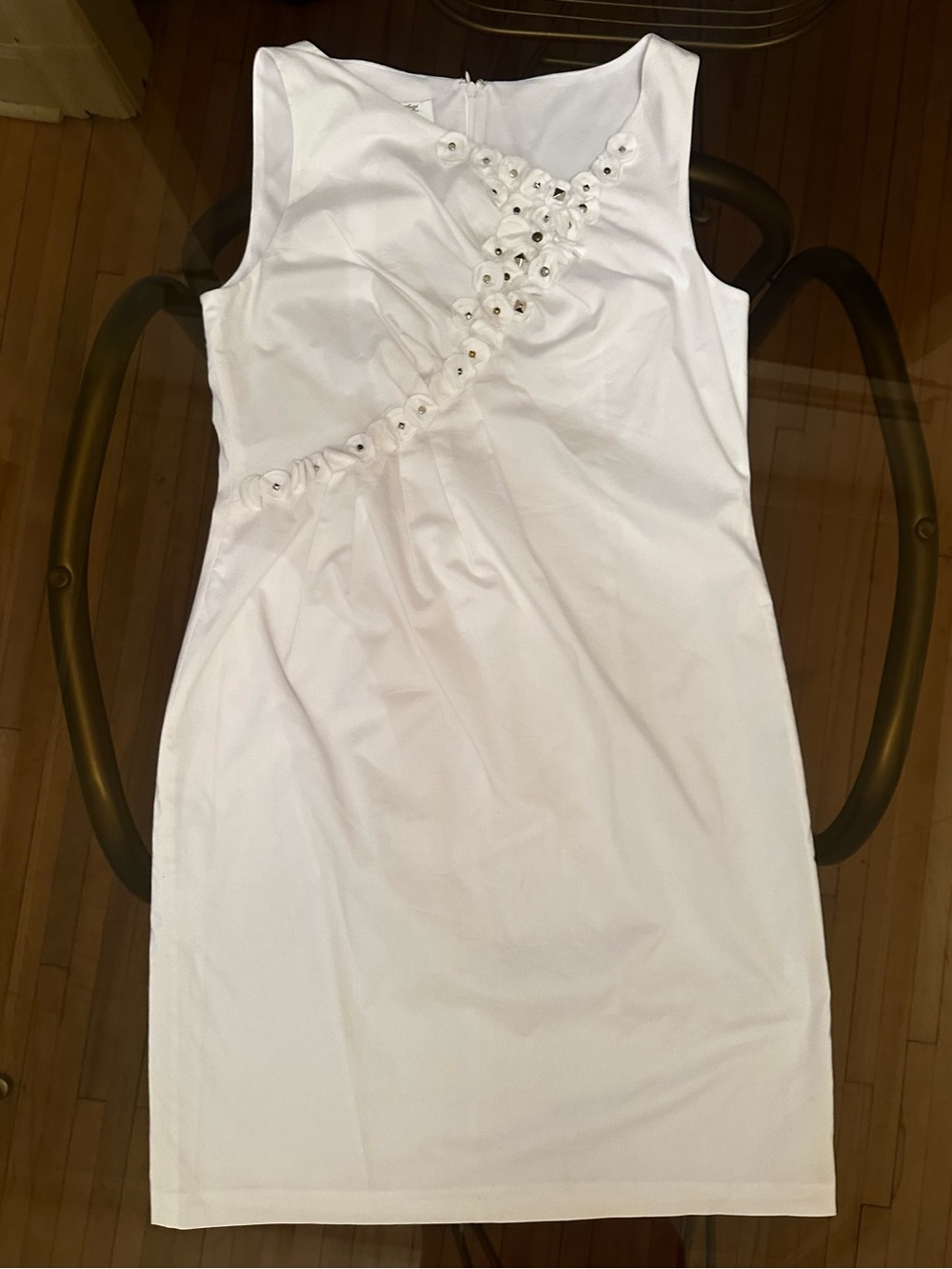 Suzi Chin for Maggy Boutique White Embellished Dress - Size 12